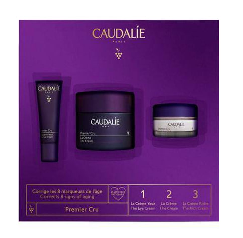 Набір (50 мл - крем для обличчя - Caudalie Cru Cream Global Anti-Aging 15 мл - крем для обличчя "поживний" - Caudalie Cru Cream Global Anti-Aging 5 мл - крем для шкіри навколо очей - Caudalie Cru Global Anti-Aging Eye Cream