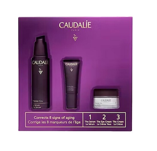 Набір ( 30 мл - сироватка для обличчя Caudalie Premier Cru Anti-ageing Serum  + 5 мл - крем для контуру очей Caudalie Premier Cru The Eye Cream + 15 мл - крем для обличчя Caudalie Premier Cru Cream)