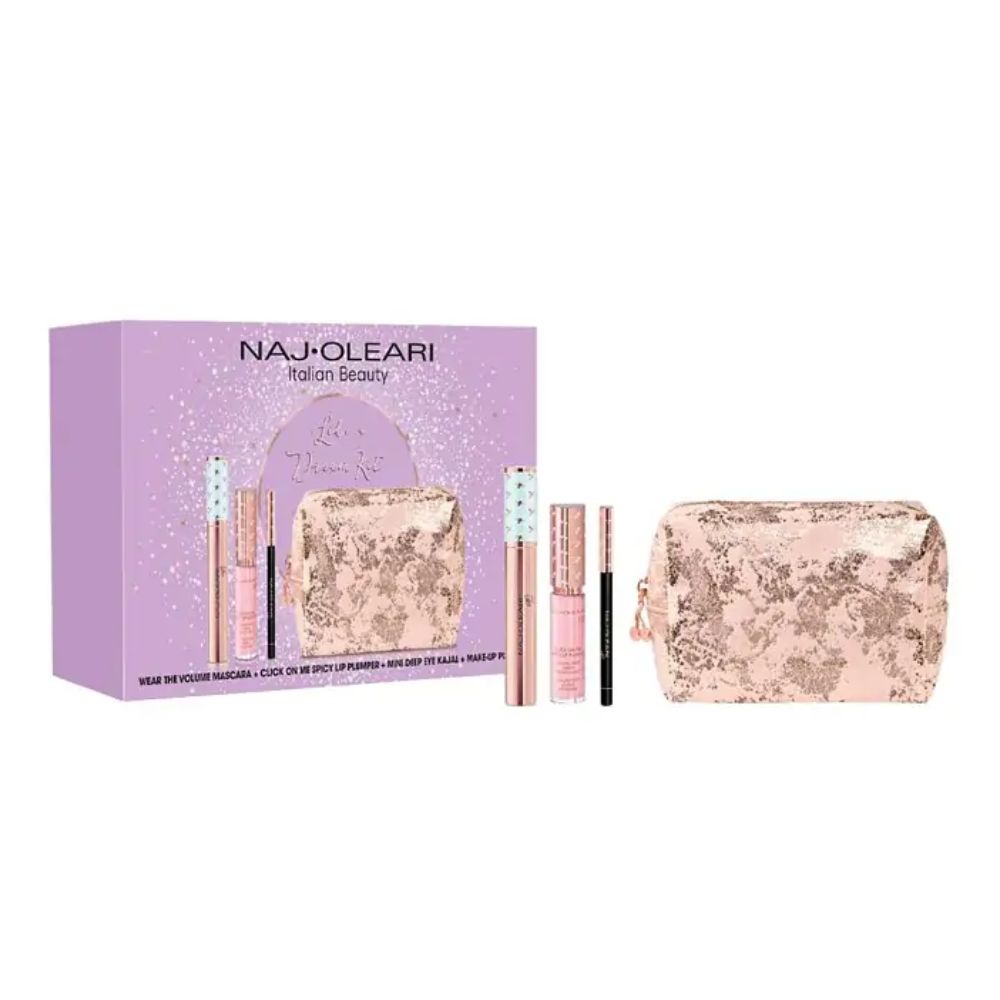 Набор Like A Dream (14 мл - тушь для ресниц Wear The Volume Mascara + 0,8 г - карандаш для век Deep Eye Kajal mini + 5,5 мл - Блеск для губ Spicy Lip Plumper + косметичка)