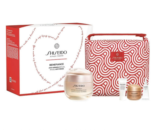 Набір (50 мл - крем для обличчя Benefiance Wrinkle Smoothing Cream + 3 мл - крем для очей Benefiance Wrinkle Smoothing Eye Cream + 15 мл - сиворотка для контура очей Ultimune Power Infusing Concentrate + 15 мл - нічний крем для обличчя Shiseido Benefiance Overnight Wrinkle Resist Cream)