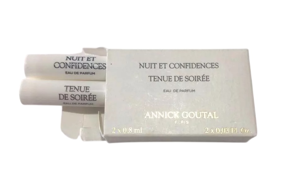 Набор (0,8 мл – парфюмированная вода (edp), пробник Goutal Paris Nuit Et Confidences + 0,8 мл – парфюмированная вода (edp), пробник Goutal Paris Tenue De Soiree)