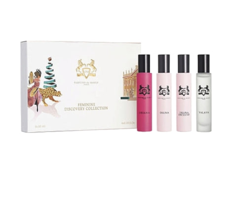 Набор (10 мл - парфюмированная вода (edp), миниатюра Parfums De Marly Oriana + 10 мл - парфюмированная вода (edp), миниатюра Parfums De Marly Delina + 10 мл - парфюмированная вода (edp), миниатюра Parfums De Marly Delina Exclusif + 10 мл - парфюмированная