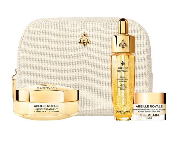 Набор Guerlain Abeille Royale Youth Repair Age-defying Programme (50 мл - крем для лица (f/cr) + 15 мл - масло для лица (f/oil) + 6 мл - крем для кожи вокруг глаз (eye/cr) + косметичка (bag))