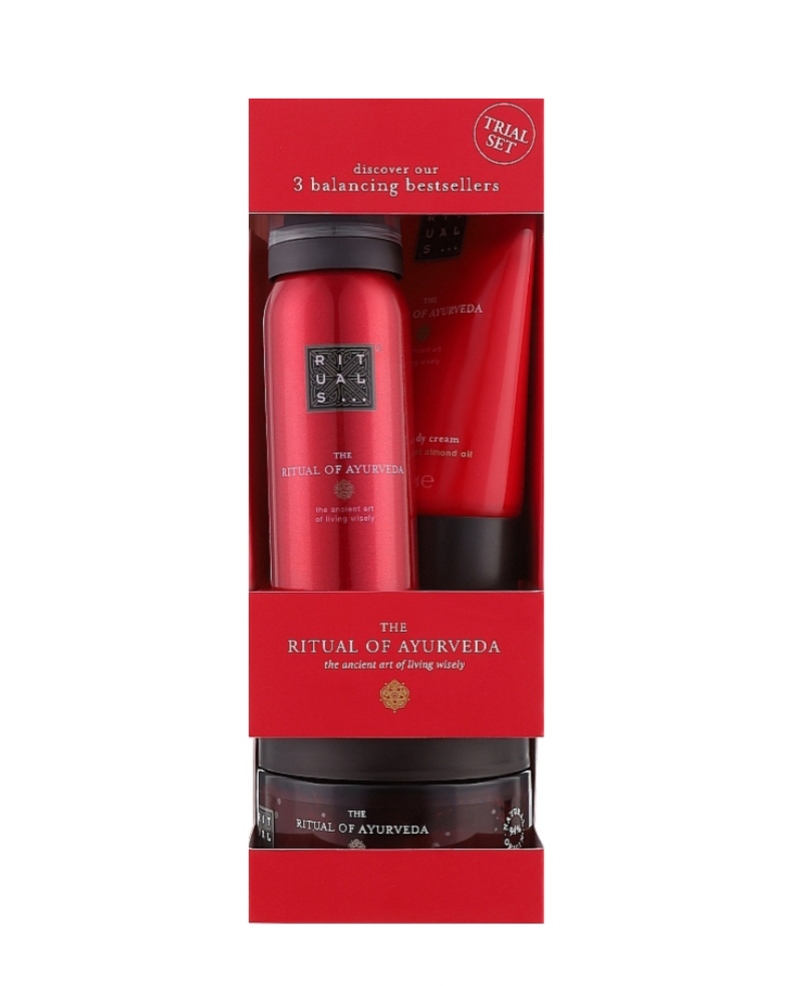 Набор Rituals The Ritual of Ayurveda (70 мл - крем для тела Balancing Body Cream + 125 г - скраб для тела Body Scrub + 50 мл - пенка для душа Foaming Shower Gel)