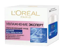 Ночной крем для всех типов кожи "Увлажнение Эксперт" L'Oreal