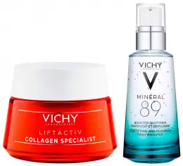 Набор для лица Vichy Mineral 89 Fortifying And Plumping Daily Booster + Liftactiv Collagen Specialist Anti-Age Creme