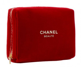 Косметичка Chanel на молнии бордовая