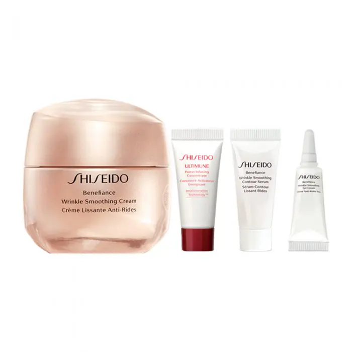 Набор Shiseido Benefiance. Shiseido Benefiance набор блокбастер. Мини набор шисейдо. Shiseido набор с кремом разглаживающим морщины.